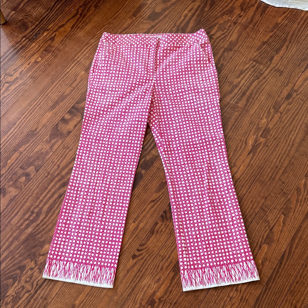 Trina Turk Red and White Geometric Pants